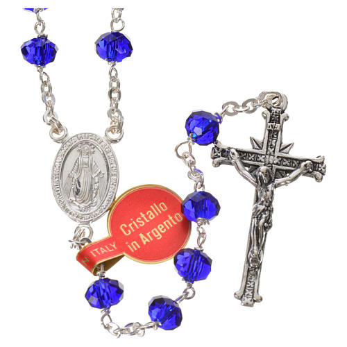 Rosary in opaque crystal and 800 silver, 6mm blue 1