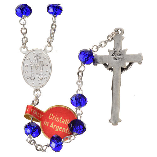 Rosary in opaque crystal and 800 silver, 6mm blue 2