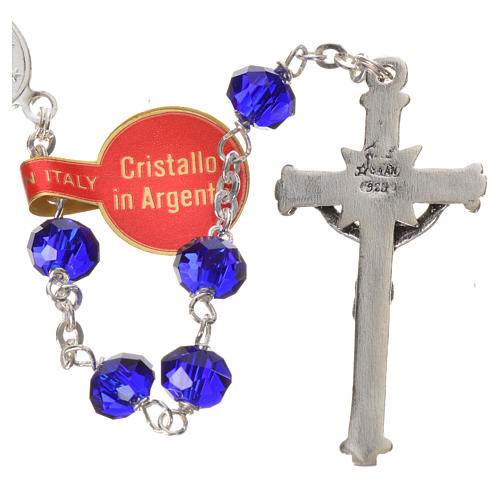 Rosary in opaque crystal and 800 silver, 6mm blue 3