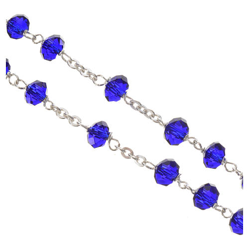Rosary in opaque crystal and 800 silver, 6mm blue 4