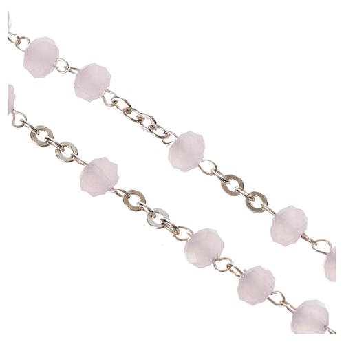 Rosary in opaque crystal and 800 silver, 6mm pink 4