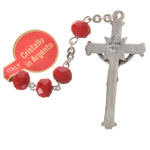 Rosary in opaque crystal and 800 silver, 6mm red 7