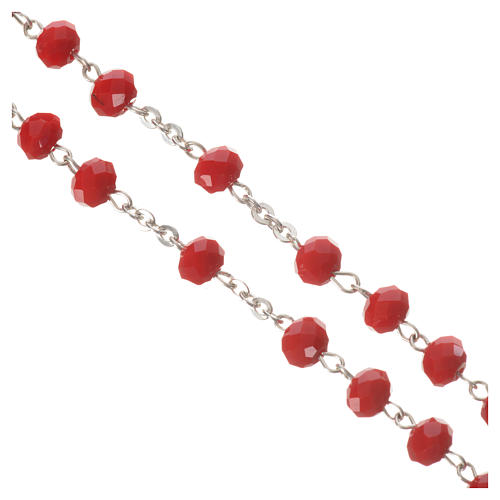 Rosary in opaque crystal and 800 silver, 6mm red 8