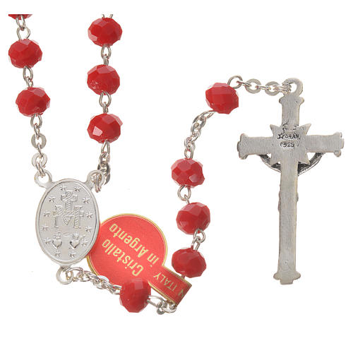 Rosary in opaque crystal and 800 silver, 6mm red 2