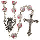 Rosary beads in white crystal with rose, 10mm s1