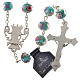 Rosary beads in light blue crystal with rose, 10mm s6