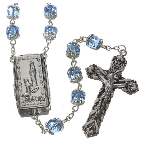 Crystal rosary 8mm with Lourdes medal 1