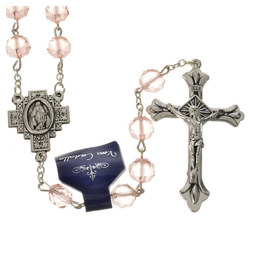 Rosary beads in frosted crystal 8mm pink 5