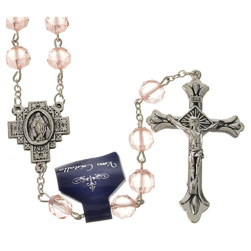 Rosary beads in frosted crystal 8mm pink 1