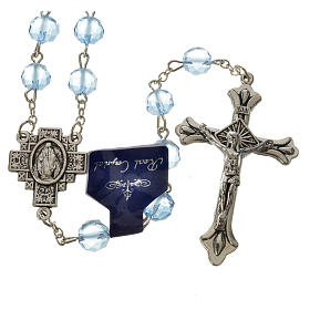 Rosary with satin crystal grains, light blue
