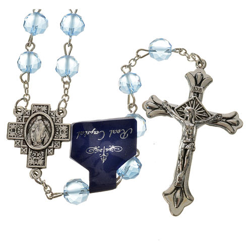 Rosary with satin crystal grains, light blue 1