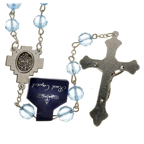 Rosary with satin crystal grains, light blue 2