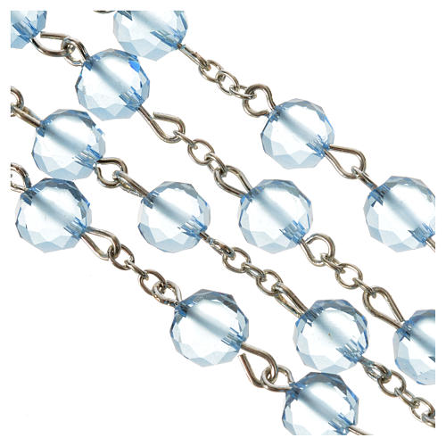 Rosary with satin crystal grains, light blue 4