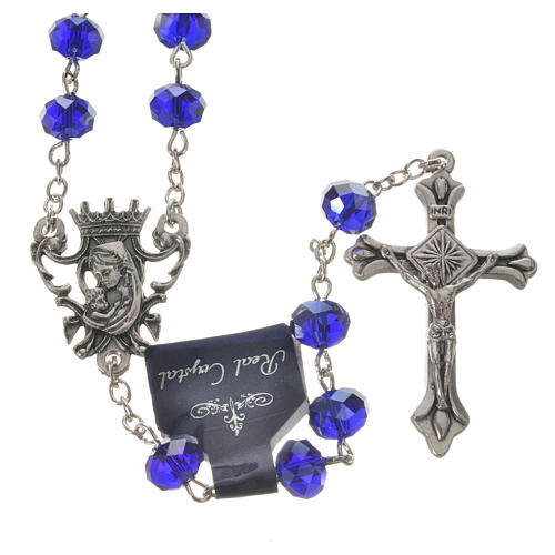 Rosary beads with crystal and porcelain 8x6mm blue 1