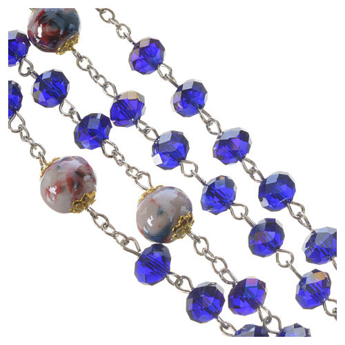 Rosary beads with crystal and porcelain 8x6mm blue 4
