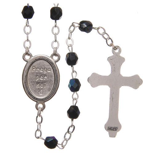 STOCK Rosary beads in iridescent crystal with Jubilee symbol 4mm black 2