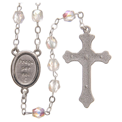 STOCK Rosary beads in iridescent crystal with Jubilee symbol 4mm clear 2