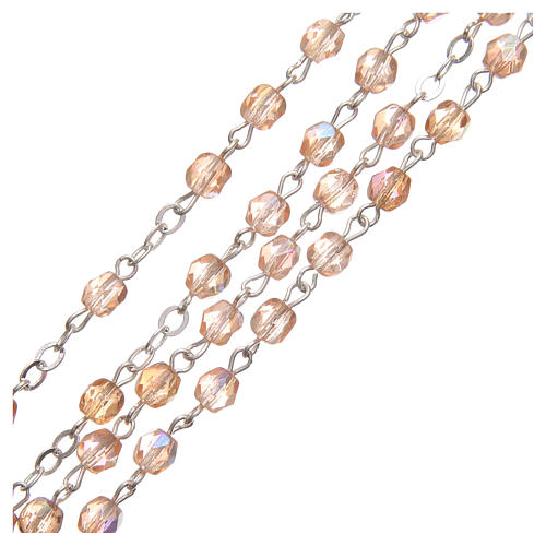 STOCK Rosario cristallo borealizzato Giubileo 4 mm rosa pesca 3