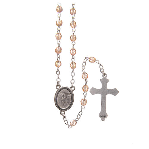 STOCK Rosary beads in iridescent crystal with Jubilee symbol 4mm peach pink 2