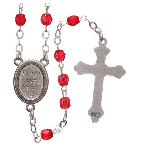 STOCK Rosary beads in iridescent crystal with Jubilee symbol 4mm red 2