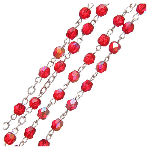 STOCK Rosary beads in iridescent crystal with Jubilee symbol 4mm red 3