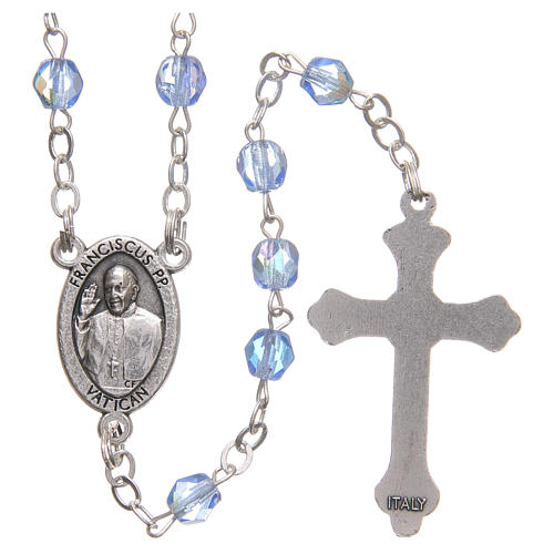 STOCK Rosary beads in iridescent crystal with Jubilee symbol 4mm light blue 2