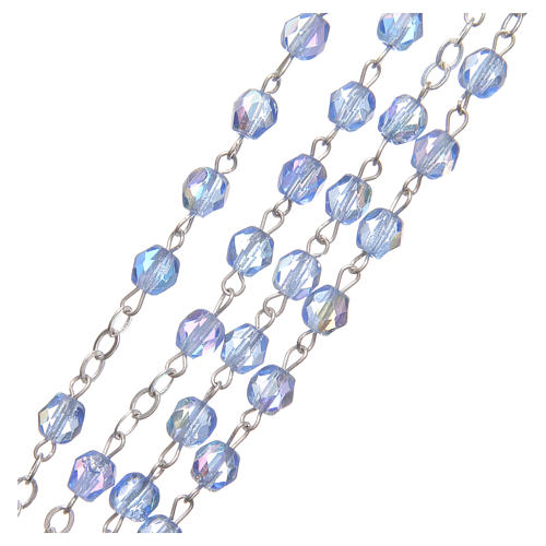 STOCK Rosary beads in iridescent crystal with Jubilee symbol 4mm light blue 3