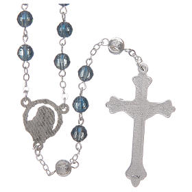Rosary with 6 mm grains in blue crystal
