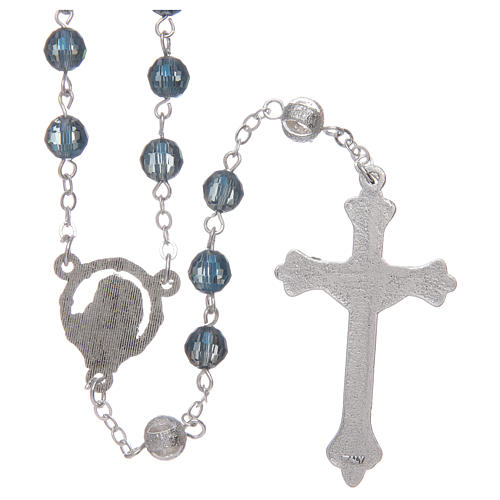 Rosary with 6 mm grains in blue crystal 2
