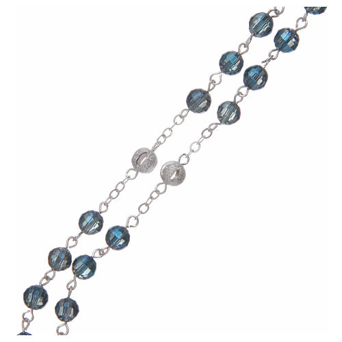 Rosary with 6 mm grains in blue crystal 3