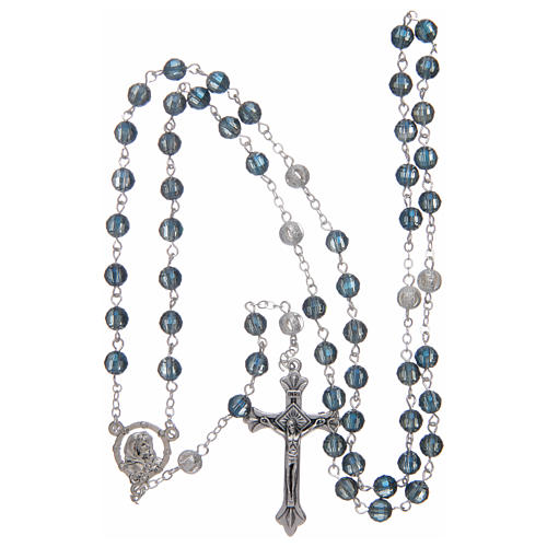 Rosary with 6 mm grains in blue crystal 4