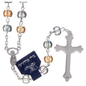 Rosary with crystal grains with shiny multicoloured cut