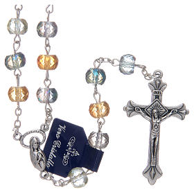 Rosary with crystal grains with shiny multicoloured cut