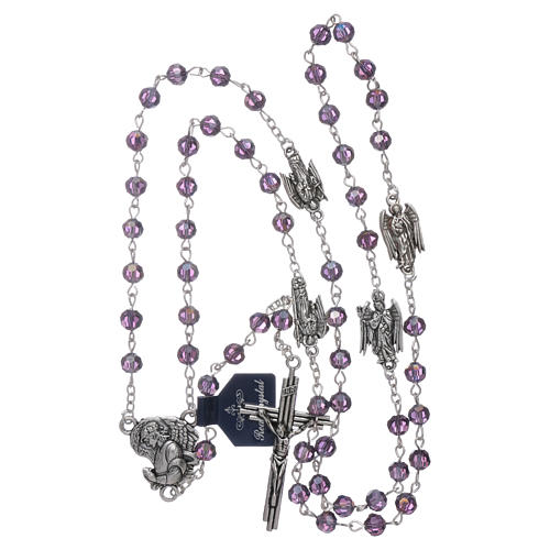 Rosary beads in purple faceted crystal Archangels, 6mm 4