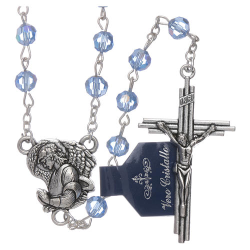 Rosary beads in light blue faceted crystal Archangels, 6mm 1