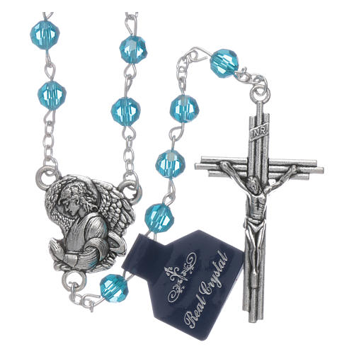 Rosary beads light blue crystal Archangels, 6mm 1
