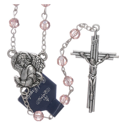 Rosary beads pink crystal Archangels, 6mm 1