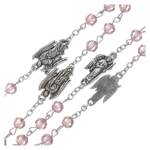 Rosary beads pink crystal Archangels, 6mm 3