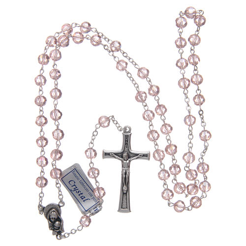 Rosary in pink crystal and oxidised metal 4