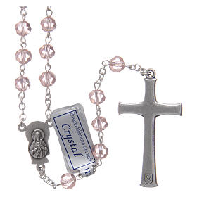Rosary in pink crystal and oxidised metal