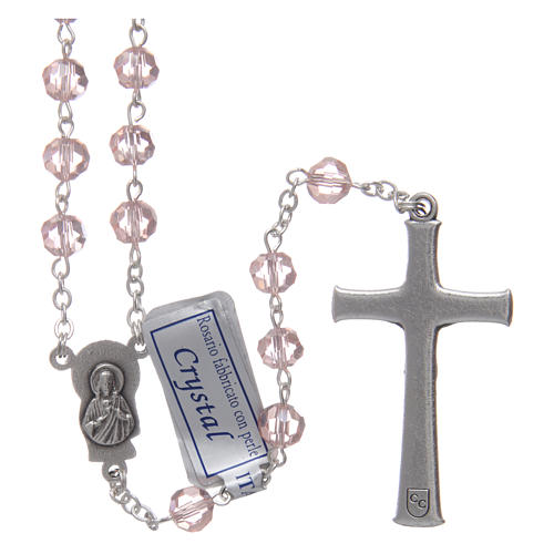 Rosary in pink crystal and oxidised metal 2