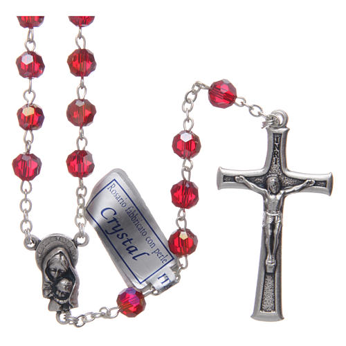 Rosary in ruby crystal and oxidised metal 1