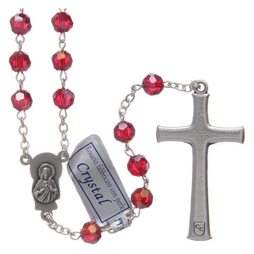 Rosary in ruby crystal and oxidised metal 2