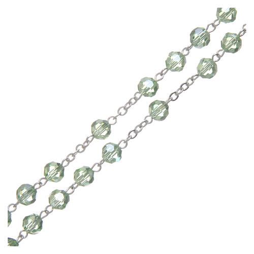 Rosenkranz aus Metall mit grünen Kristallperlen 3
