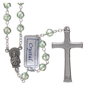 Rosary in green crystal and oxidised metal