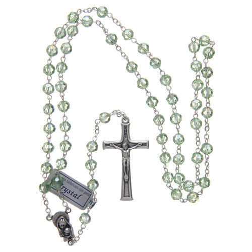 Rosary in green crystal and oxidised metal 4