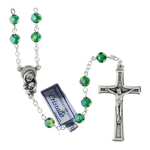 Rosary in emerald crystal and oxidised metal 1