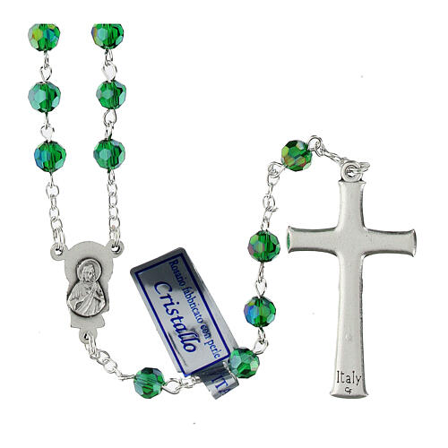 Rosary in emerald crystal and oxidised metal 2