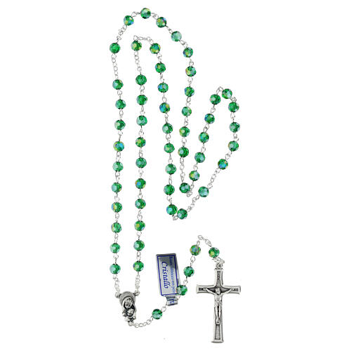 Rosary in emerald crystal and oxidised metal 4