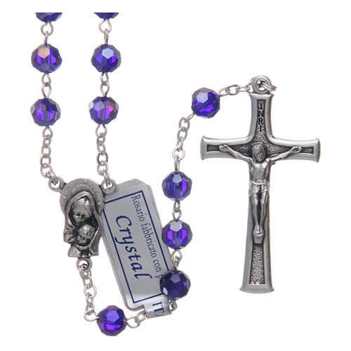 Rosary in blue crystal and oxidised metal 1